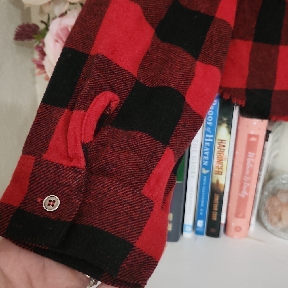 House Of Chic Crop Shacket Retro Rockabilly Gingham Distressed Goth Flannel — image 8 of 8
